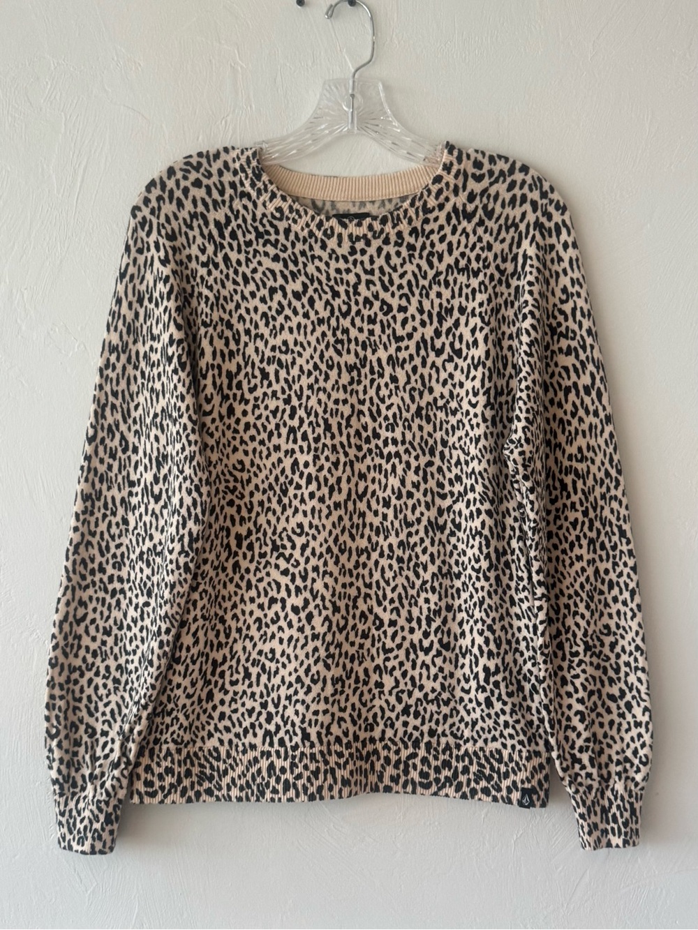 Volcom Beige and Black Leopard Print Crewneck Sweatshirt